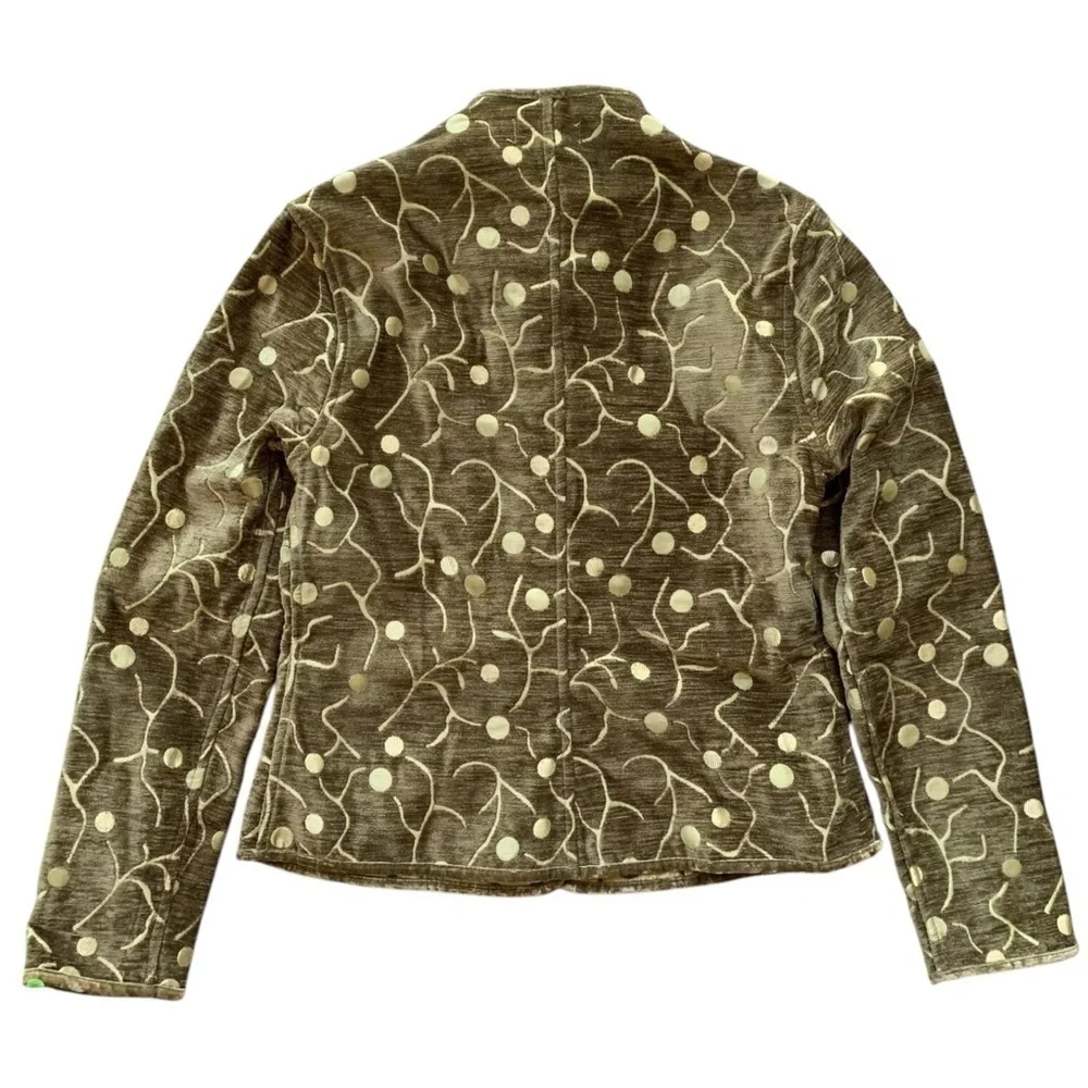 Khangura Reversible Tapestry Dot Print Art Wear Jacket Brown Beige Size Small